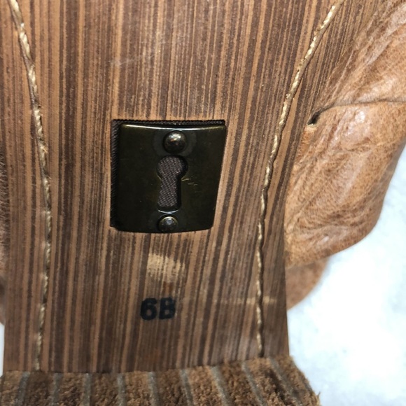 SCHULER & SONS Philadelphia Peep Toe Tie Back Tan Leather Heels 6 - Picture 11 of 11